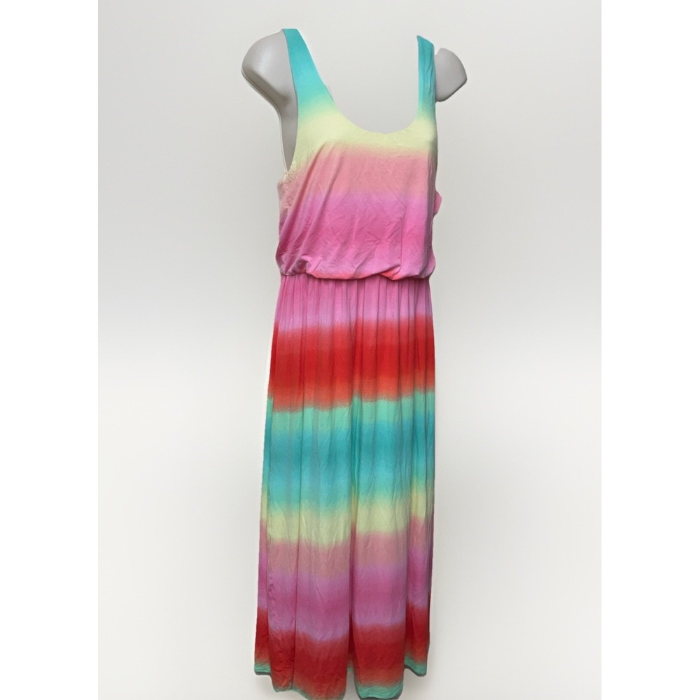 Neiman Marcus Sundress Tie Dye Ombré Racer back Maxi Boho Festival Hippie